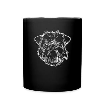 Brussels Griffon Hund - Tasse einfarbig - Schwarz - Vorne