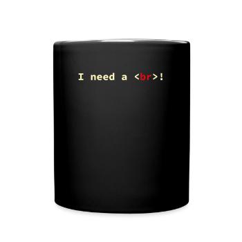 HTML CSS Code Computer Scientist Geek Coder - Full Colour Mug - black - Front