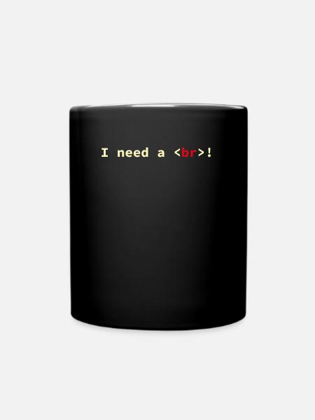 HTML CSS Code Computer Scientist Geek Coder - Full Colour Mug - black