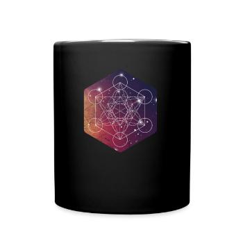Sacred Geometry Metatrons Cube Mandala - Full Colour Mug - black - Front