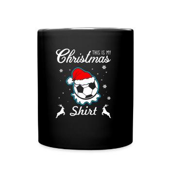 Footballeur de Noël - Mug uni - noir - Devant