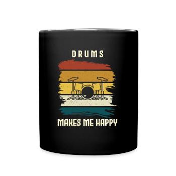 Drums make me happy drums - Full Colour Mug - black - Front