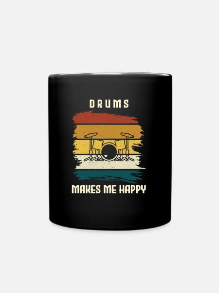 Drums make me happy drums - Full Colour Mug - black
