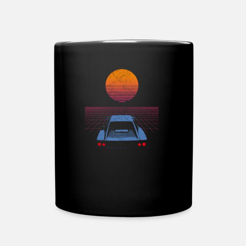 Synthwave Retrowave Aesthetic Vintage Drive Laser - Tasse einfarbig - Schwarz