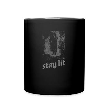 Occult Stay Lit Witchcraft Burning Witch Vintage - Full Colour Mug - black - Front