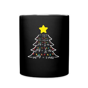 Merry Xmas Mathe Mathematik Tannenbaum - Tasse einfarbig - Schwarz - Vorne
