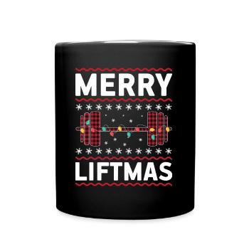 Weihnachts-Frohe Liftmas Gym Equipment Weihnachtsgeschenk - Tasse einfarbig - Schwarz - Vorne