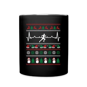 Cadeau de vacances drôle de battement de coeur de coureur de Noël - Mug uni - noir - Devant
