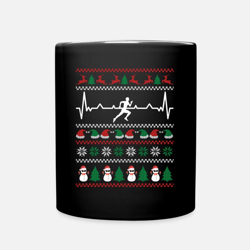 Cadeau de vacances drôle de battement de coeur de coureur de Noël - Mug uni - noir