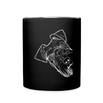 Neugieriger Schnauzer Hund - Tasse einfarbig - Schwarz - Vorne