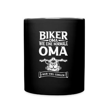 Biker Motorrad Oma Geschenk - Tasse einfarbig - Schwarz - Vorne