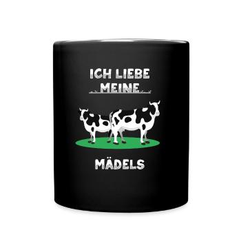 Liebe Meine Mädels Kühe Kuh - Tasse einfarbig - Schwarz - Vorne