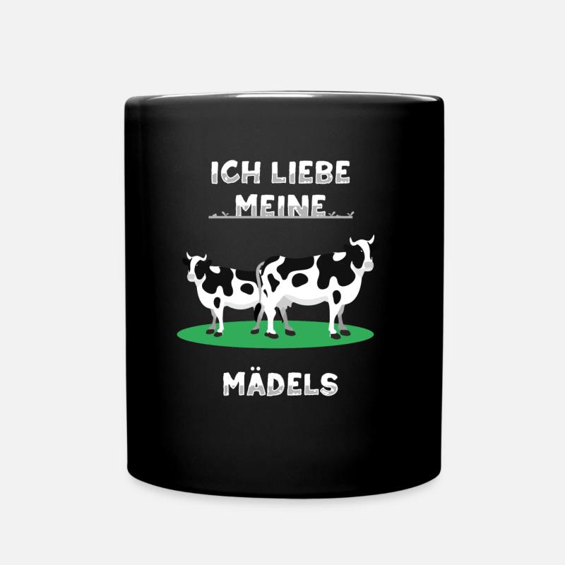 Liebe Meine Mädels Kühe Kuh - Tasse einfarbig - Schwarz