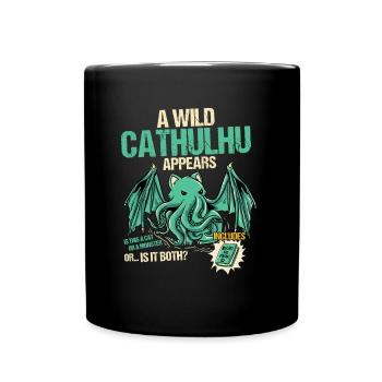 Ein wilder Cathulhu taucht auf - Kawaii - Tasse einfarbig - Schwarz - Vorne
