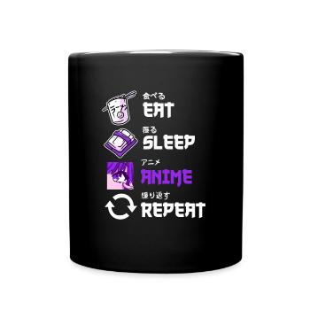 Eat Sleep Anime Replay Lecteurs de manga - Mug uni - noir - Devant