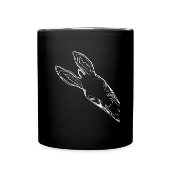 Neugieriger Esel - Tasse einfarbig - Schwarz - Vorne