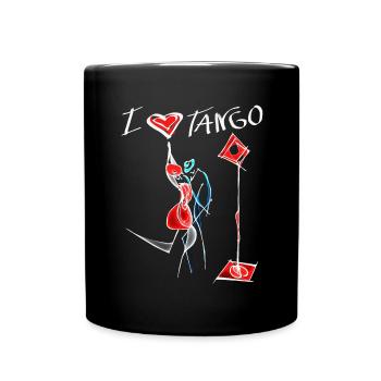 Tango, Milonga, ich liebe Tango, ich liebe ihn - Tasse einfarbig - Schwarz - Vorne