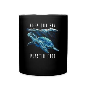 Keep Our Sea Plastic Free Earth Day - Tasse einfarbig - Schwarz - Vorne
