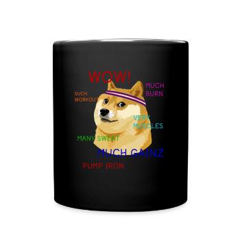 Fun Gym Doge Meme Workout Gainz - Full Colour Mug - black - Front