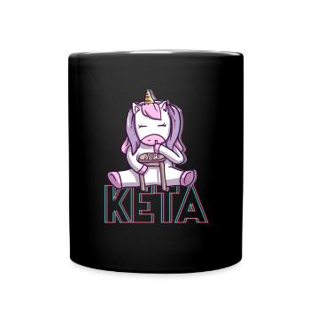 Ketamine drug sniffing unicorn Funny techno - Full Colour Mug - black - Front