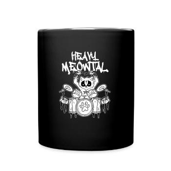 Heavy Meowtal Cat Heavy Metal Music - Full Colour Mug - black - Front