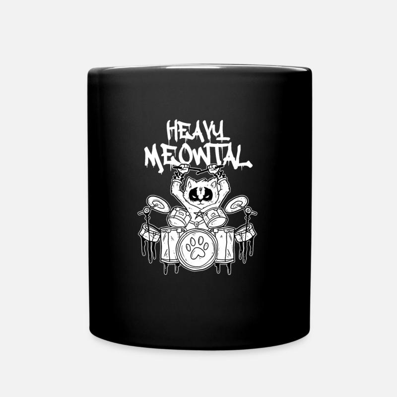 Heavy Meowtal Batteur Chat Rock’n’Roll - Mug uni - noir
