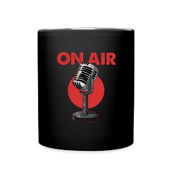 On Air Podcast Microphone Radio Show Presenter - Full Colour Mug - black - Front