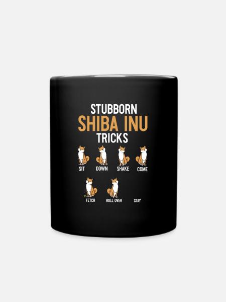 Stubborn Shiba Inu Tricks Japanese Hunting Dog - Full Colour Mug - black