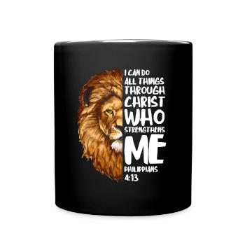 Je peux faire des choses Christian Lion Citation - Mug uni - noir - Devant
