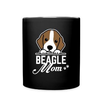 Beagle Mom - Mama - Mutter - Tasse einfarbig - Schwarz - Vorne