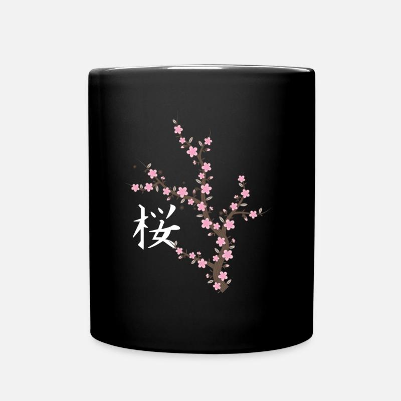 Japanische Kirschblüten Kawaii - Tasse einfarbig - Schwarz
