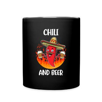 Chili And Beer Scharfes Essen Geschenk - Tasse einfarbig - Schwarz - Vorne