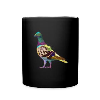 Bunte Splash Taube - Tasse einfarbig - Schwarz - Vorne