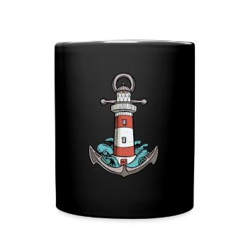 Leuchtturm - Tasse einfarbig - Schwarz - Vorne