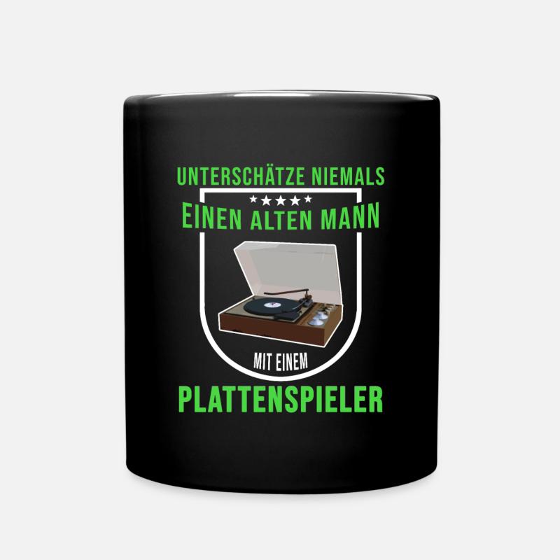 Schallplatten Liebhaber Plattenspieler Vatertag - Tasse einfarbig - Schwarz