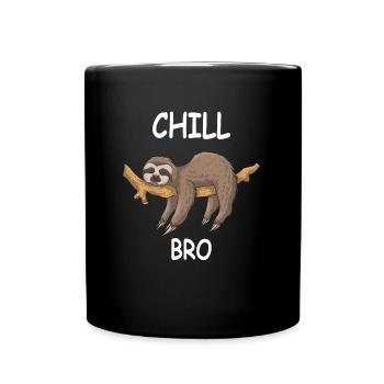 Faultier Faulenzer Sprüche CHILL BRO - Tasse einfarbig - Schwarz - Vorne