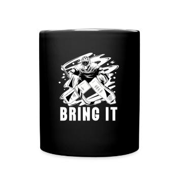 Eishockey Ice Hockey Torwart Torhüter Tormann - Tasse einfarbig - Schwarz - Vorne