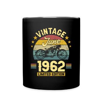 Vintage 60 Jahre Juni 1962 60. Jahrestag - Tasse einfarbig - Schwarz - Vorne