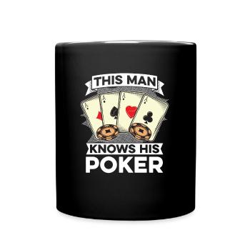 Poker Pokerspieler Texas Holdem - Tasse einfarbig - Schwarz - Vorne