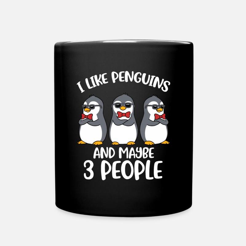 I Like Penguins Pinguin Geschenk - Tasse einfarbig - Schwarz