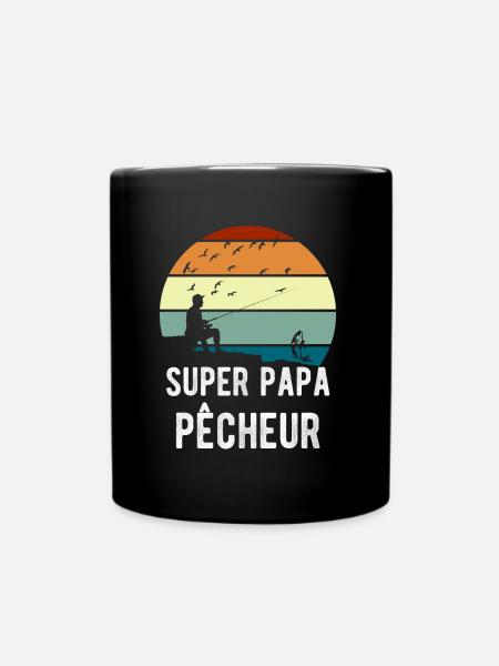 Super papa pêcheur cadeau pêcheur - Mug uni - noir