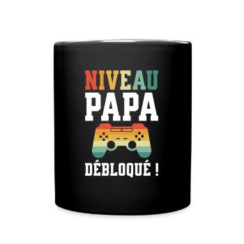 Niveau Papa Débloqué Futur Papa - Mug uni - noir - Devant