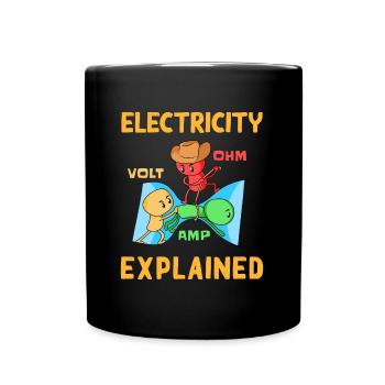 Electrician Electrical Engineer Electronics Technician - Full Colour Mug - black - Front
