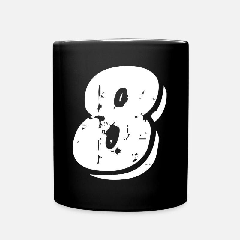 8 Zahl Symbol - Tasse einfarbig - Schwarz