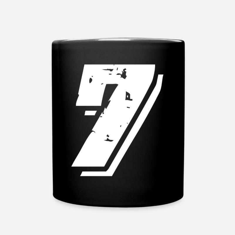 7 Zahl Symbol - Tasse einfarbig - Schwarz