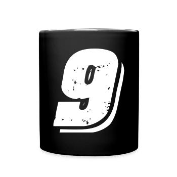 9 Zahl Symbol - Tasse einfarbig - Schwarz - Vorne