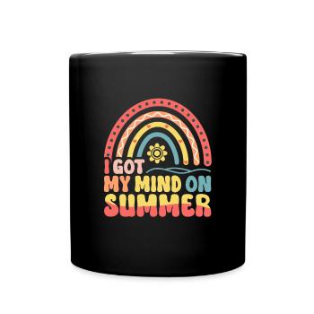 I Got My Mind On Summer Retro Rainbow Holiday - Full Colour Mug - black - Front