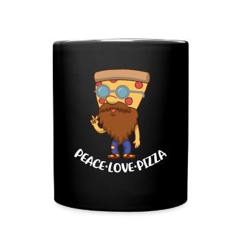 Peace Love Pizza Pizza Geschenk - Tasse einfarbig - Schwarz - Vorne