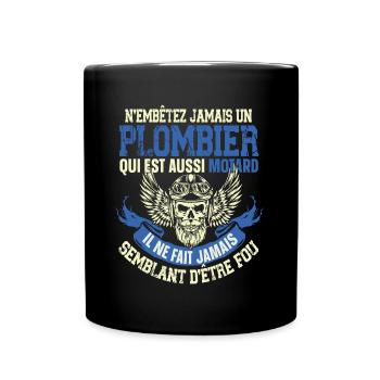 Motard Moto Plombier Cadeau Homme Bike Badass - Mug uni - noir - Devant
