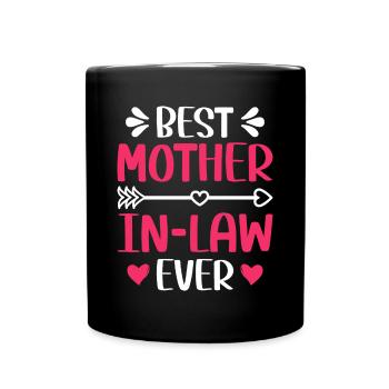 Beste Schwiegermutter aller Zeiten Frauen Mama Mütter Tag - Tasse einfarbig - Schwarz - Vorne